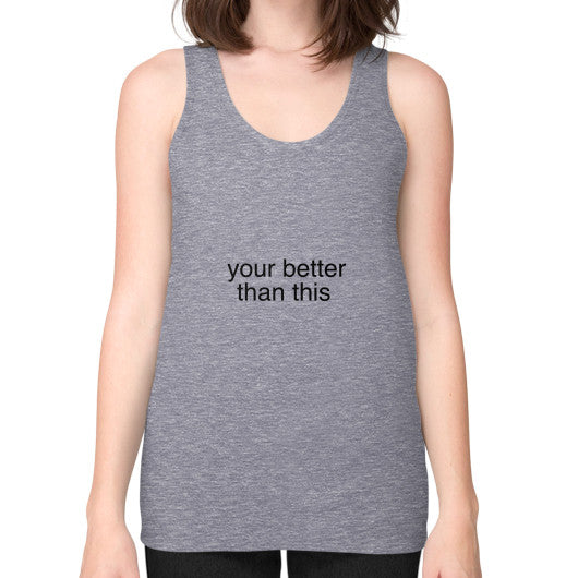 Unisex Fine Jersey Tank (on woman) Tri-Blend Grey unorthodoxy