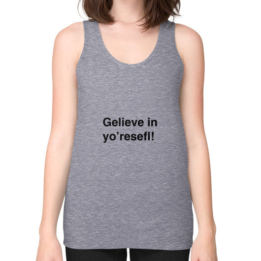Unisex Fine Jersey Tank (on woman) Tri-Blend Grey unorthodoxy