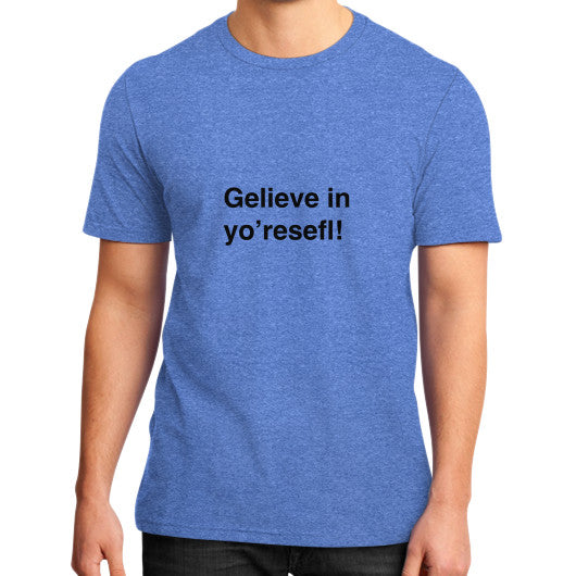 District T-Shirt (on man) Heather blue unorthodoxy