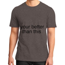 District T-Shirt (on man) Heather brown unorthodoxy