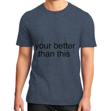 District T-Shirt (on man) Heather navy unorthodoxy