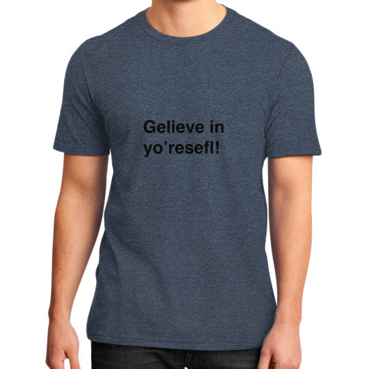 District T-Shirt (on man) Heather navy unorthodoxy