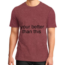 District T-Shirt (on man) Heather red unorthodoxy