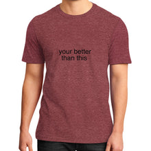 District T-Shirt (on man) Heather red unorthodoxy