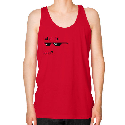 Unisex Fine Jersey Tank (on man) Red unorthodoxy