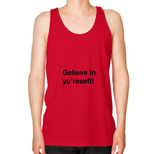 Unisex Fine Jersey Tank (on man) Red unorthodoxy