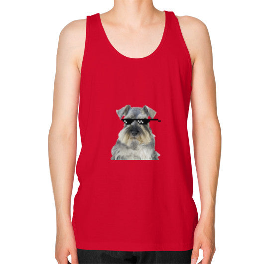 Unisex Fine Jersey Tank (on man) Red unorthodoxy