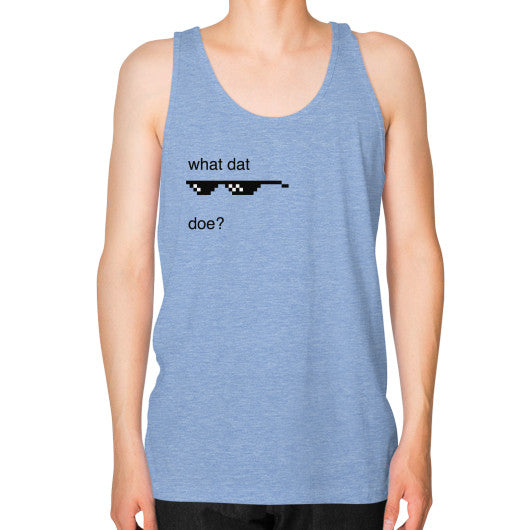 Unisex Fine Jersey Tank (on man) Tri-Blend Blue unorthodoxy