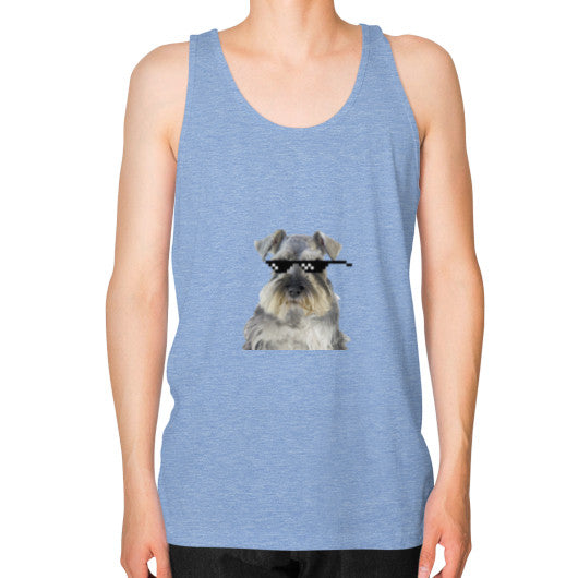 Unisex Fine Jersey Tank (on man) Tri-Blend Blue unorthodoxy