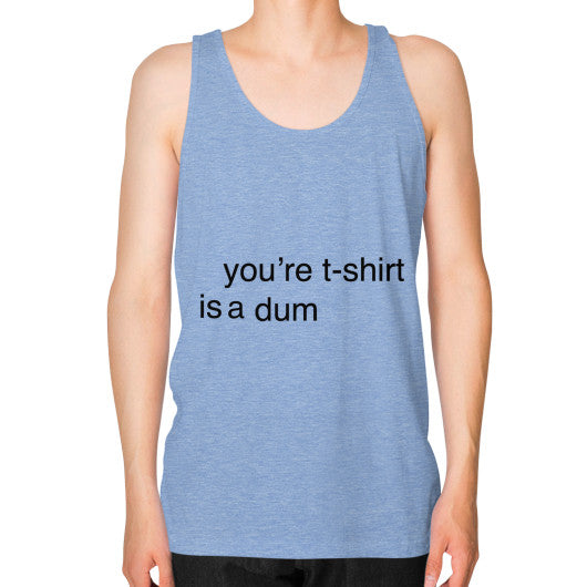 Unisex Fine Jersey Tank (on man) Tri-Blend Blue unorthodoxy