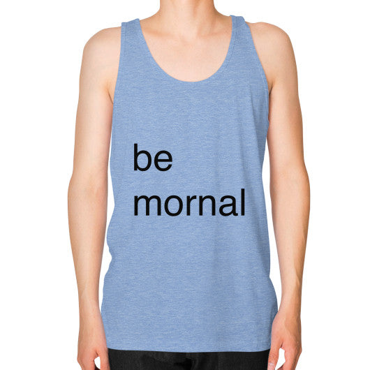 Unisex Fine Jersey Tank (on man) Tri-Blend Blue unorthodoxy