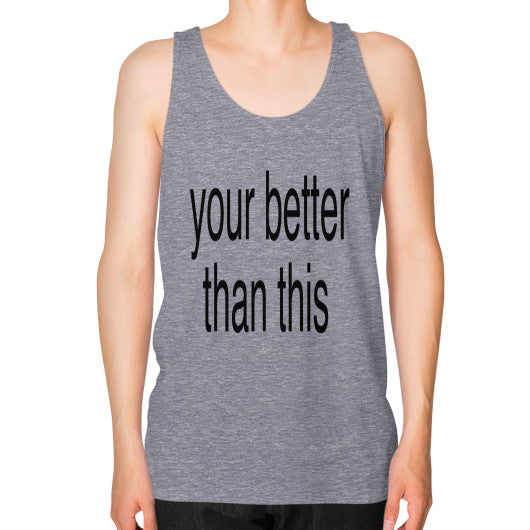 Unisex Fine Jersey Tank (on man) Tri-Blend Grey unorthodoxy