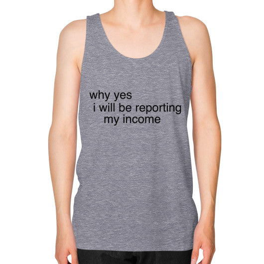 Unisex Fine Jersey Tank (on man) Tri-Blend Grey unorthodoxy