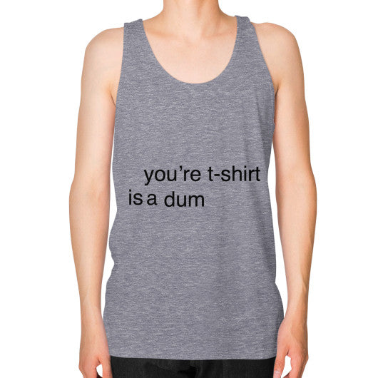 Unisex Fine Jersey Tank (on man) Tri-Blend Grey unorthodoxy