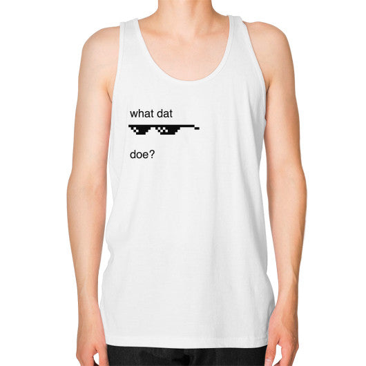 Unisex Fine Jersey Tank (on man) White unorthodoxy