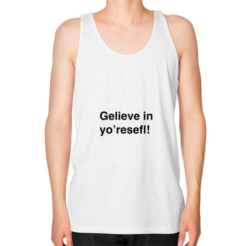 Unisex Fine Jersey Tank (on man) White unorthodoxy
