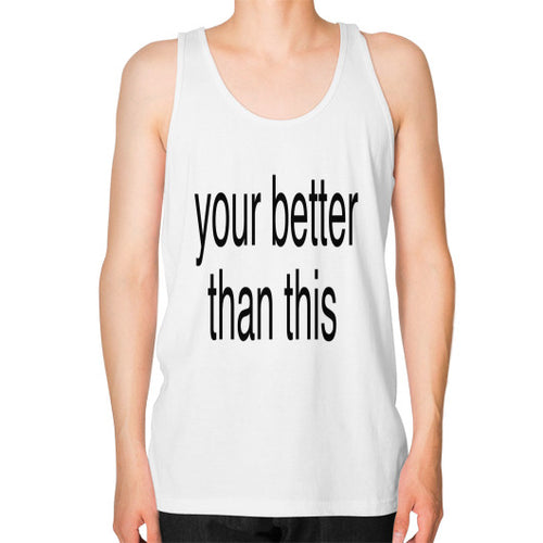 Unisex Fine Jersey Tank (on man) White unorthodoxy