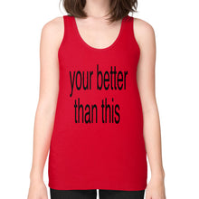 Unisex Fine Jersey Tank (on woman) Red unorthodoxy