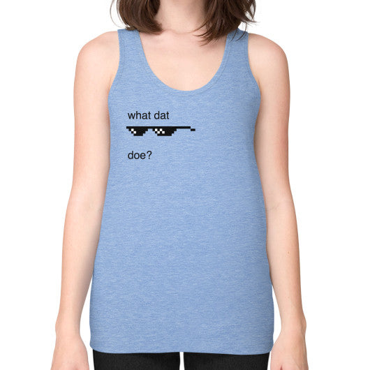 Unisex Fine Jersey Tank (on woman) Tri-Blend Blue unorthodoxy