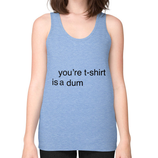 Unisex Fine Jersey Tank (on woman) Tri-Blend Blue unorthodoxy