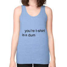 Unisex Fine Jersey Tank (on woman) Tri-Blend Blue unorthodoxy