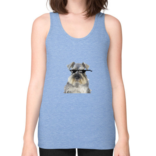 Unisex Fine Jersey Tank (on woman) Tri-Blend Blue unorthodoxy