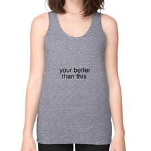 Unisex Fine Jersey Tank (on woman) Tri-Blend Grey unorthodoxy