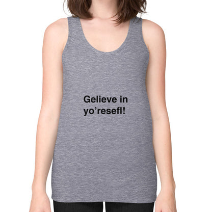 Unisex Fine Jersey Tank (on woman) Tri-Blend Grey unorthodoxy