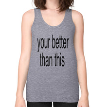 Unisex Fine Jersey Tank (on woman) Tri-Blend Grey unorthodoxy