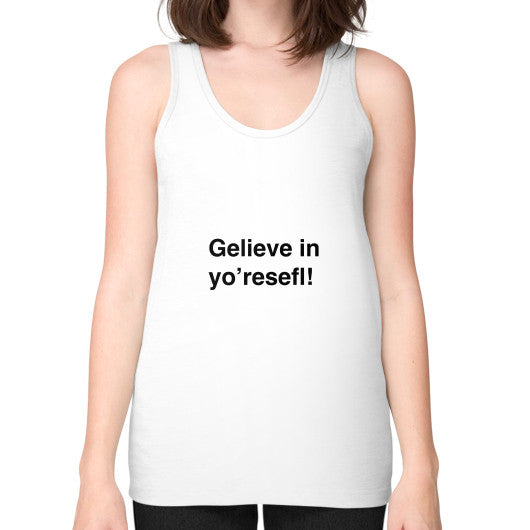 Unisex Fine Jersey Tank (on woman) White unorthodoxy