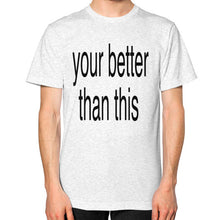Unisex T-Shirt (on man) Ash grey unorthodoxy