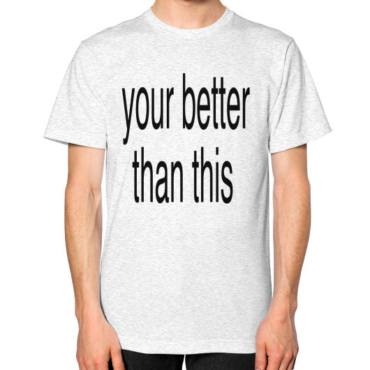 Unisex T-Shirt (on man) Ash grey unorthodoxy