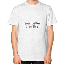 Unisex T-Shirt (on man) Ash grey unorthodoxy