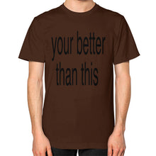 Unisex T-Shirt (on man) Brown unorthodoxy