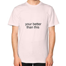 Unisex T-Shirt (on man) Light pink unorthodoxy