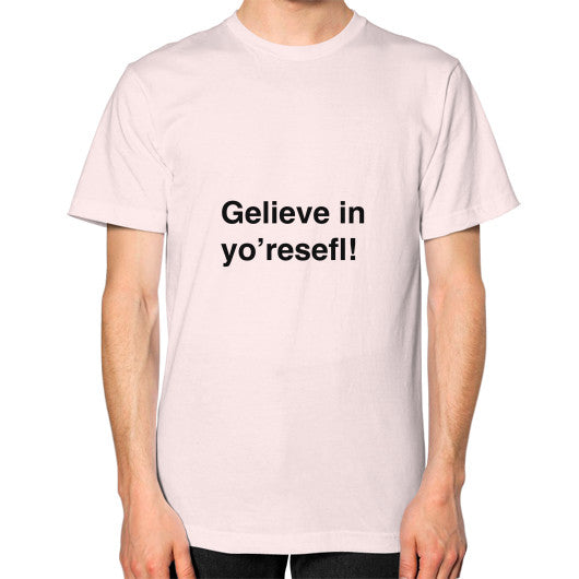 Unisex T-Shirt (on man) Light pink unorthodoxy