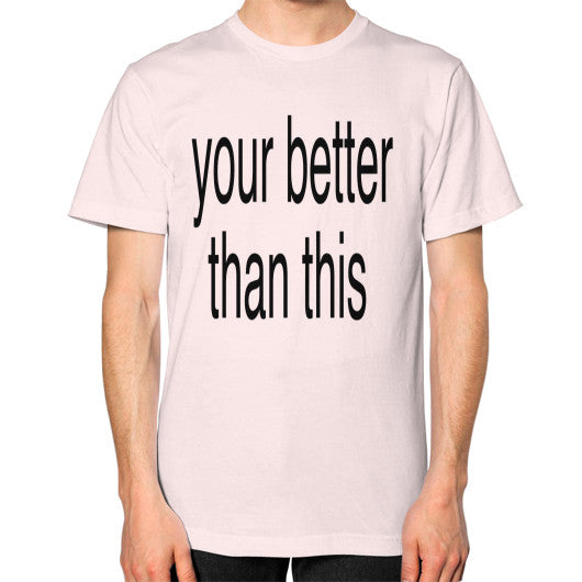 Unisex T-Shirt (on man) Light pink unorthodoxy