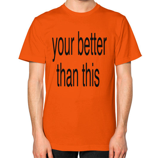 Unisex T-Shirt (on man) Orange unorthodoxy