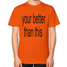 Unisex T-Shirt (on man) Orange unorthodoxy