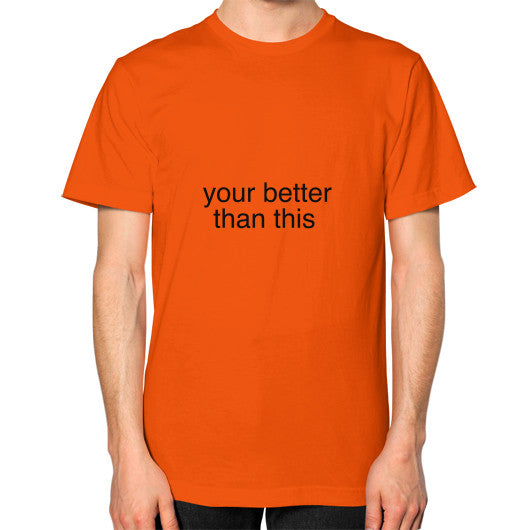 Unisex T-Shirt (on man) Orange unorthodoxy