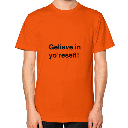 Unisex T-Shirt (on man) Orange unorthodoxy