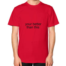 Unisex T-Shirt (on man) Red unorthodoxy