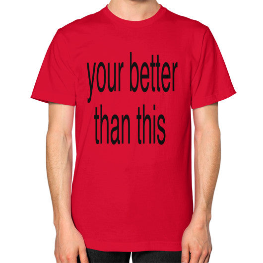 Unisex T-Shirt (on man) Red unorthodoxy