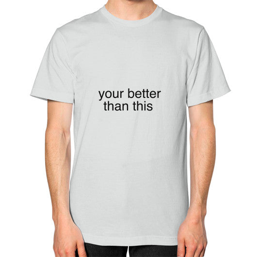 Unisex T-Shirt (on man) Silver unorthodoxy