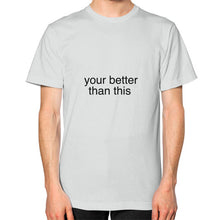 Unisex T-Shirt (on man) Silver unorthodoxy