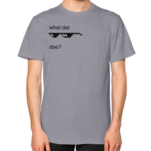 Unisex T-Shirt (on man) Slate unorthodoxy