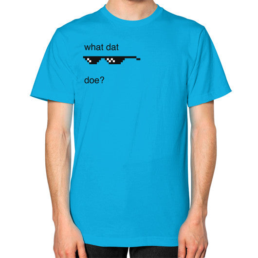 Unisex T-Shirt (on man) Teal unorthodoxy