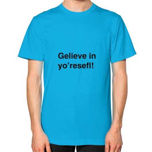 Unisex T-Shirt (on man) Teal unorthodoxy