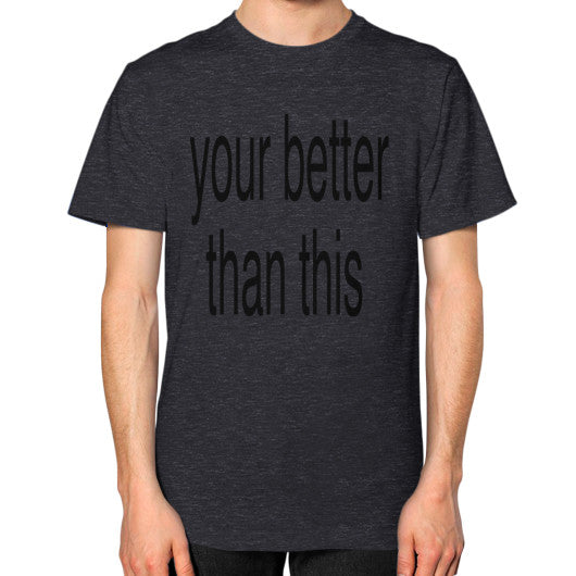 Unisex T-Shirt (on man) Tri-Blend Black unorthodoxy