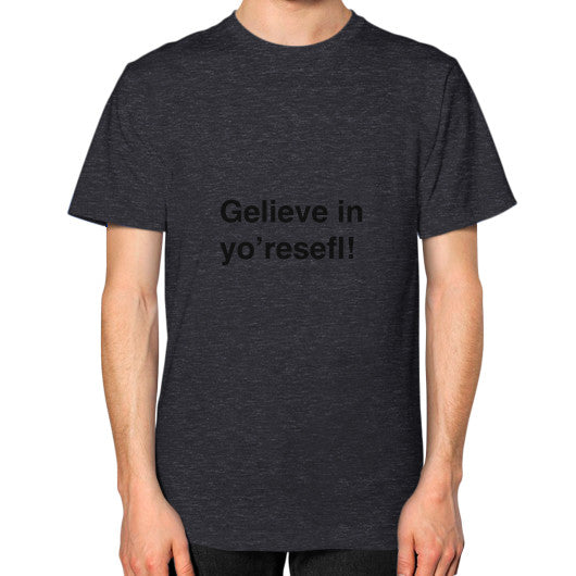 Unisex T-Shirt (on man) Tri-Blend Black unorthodoxy